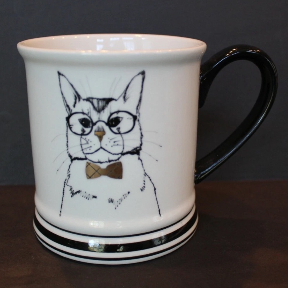 Clay Art Barbershop Cat Design Ceramic Coffee Tea Mug Cup